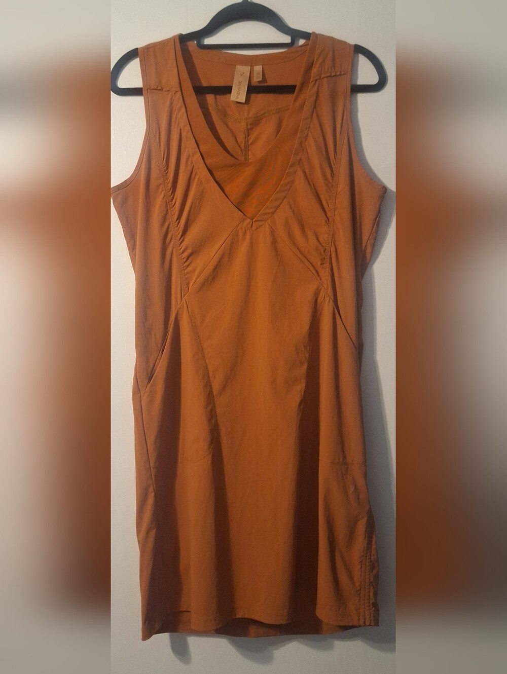 INDYEVA Rust Orange V-Neck Dress (Size M)